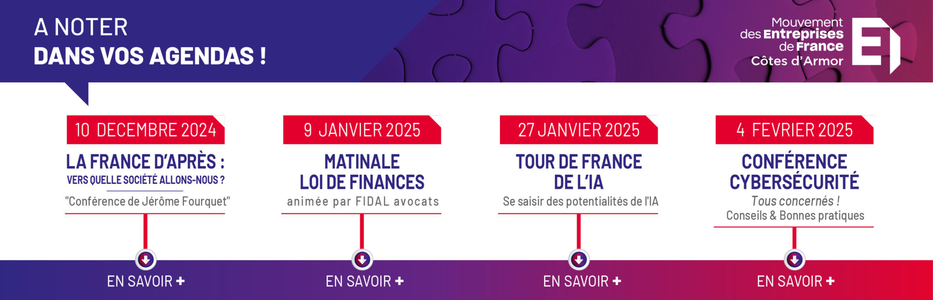 Agenda des évènements organisé par le MEDEF 22